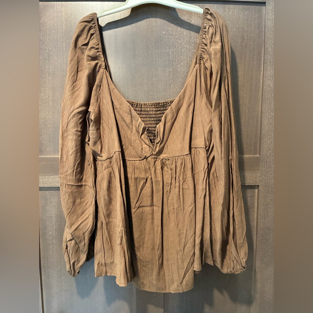 Women's Brown Long Sleeve Top